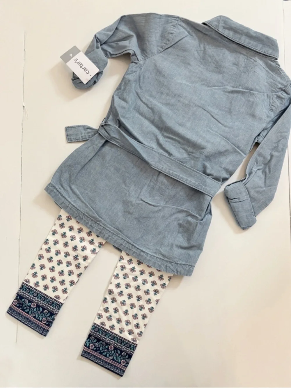 Carter's Blue Denim-Look Tunic and Patterned Leggings Set - Picture 2 of 3